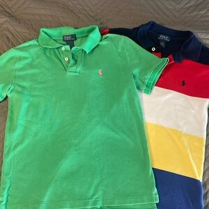 Polo Ralph Lauren short sleeve shirts M 10/12 navy, red, white stripe and green